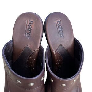 Born ~ Brown Leather Clog with metal rivet detailing ~ size 8